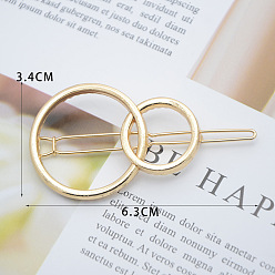 Золотой Геометрические заколки для волос из сплава, шпилька с пряжкой в виде лягушки для женщин, девочки, двойное круглое кольцо, золотые, 63x34 мм