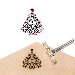 Christmas Themed Pattern Stamping Embossing Soldering Brass with Stamp, for Cake/Wood, Christmas Themed Pattern, 40mm