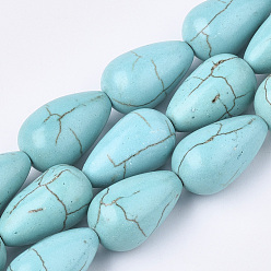 Synthetic Turquoise Synthetic Turquoise Beads Strands, teardrop, 16~17x9~10mm, Hole: 1mm, about 24pcs/strand, 15.7 inch