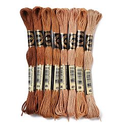 Coconut Brown 8 Skeins 8 Colors 6-Ply Polyester Embroidery Floss, Cross Stitch Threads, Gradient Color, Coconut Brown, 0.5mm, about 8.75 Yards(8m)/Skein, 8 colors, 1 skein/color, 8 skeins/set