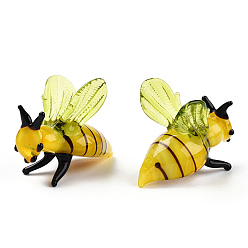 Caqui Claro Hechos a mano decoraciones para el hogar de cristal de murano, 3d adornos de abejas para regalo, caqui claro, 44~46.5x27.5~29x36~38 mm