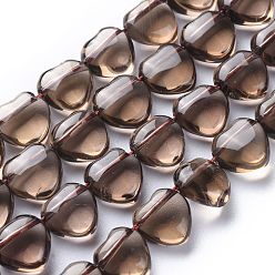Cuarzo Ahumado Perlas de cuarzo ahumado naturales hebras, Grado A, corazón, 9.5x10x5.5 mm, agujero: 1 mm, sobre 40 unidades / cadena, 14.76 pulgada (37.5 cm)