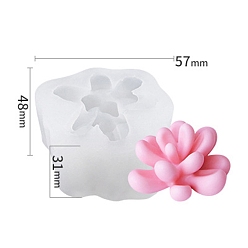 White Succulent Plants Shape DIY Candle Silicone Molds, Resin Casting Molds, For UV Resin, Epoxy Resin Jewelry Making, White, 48x57x31mm