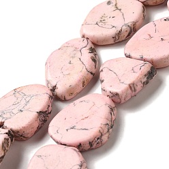 Pink Hilos de perlas sintéticas teñidas de turquesa, pepitas, rosa, 22~32x19~26.5x6~10 mm, agujero: 1.2 mm, sobre 15~16 unidades / cadena, 15.83~16.34'' (40.2~41.5 cm)