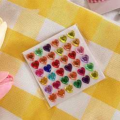 Colorful Cartoon 3D Heart PVC Rhinestone Stickers, Gems Crystal Heart Decorative Decals for Kid's Art Craft, Colorful, 10mm, 36pcs/sheet