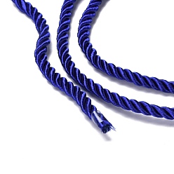 Bleu Foncé Polyester cordon, cordon torsadé, bleu foncé, 5mm, environ 97~100 m / paquet
