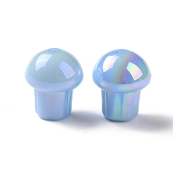 Cornflower Blue UV Plating Rainbow Iridescent Opaque Acrylic Beads, Mushroom, Cornflower Blue, 14.5x12.5mm, Hole: 1.6mm