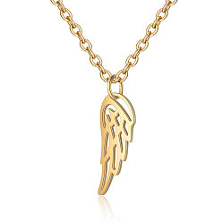 Golden 201 Stainless Steel Pendants Necklaces, Feather, Golden, 16.3 inch(40cm)x1mm
