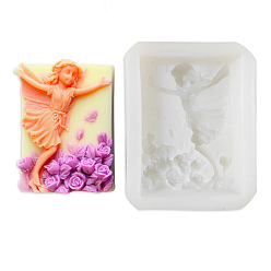 Random Color Rectangle Soap Silicone Molds, for DIY Soap Craft Making, Angel Pattern, Random Color, 74x94x33mm, Finished Product: 57x81x23mm