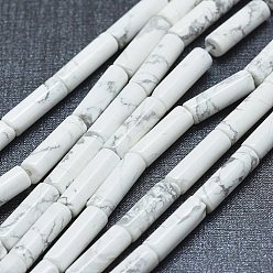 Howlite Natural Howlite Beads Strands, Column, 11~15x3.5~4.5mm, Hole: 1~1.2mm, about 28~30pcs/strand, 15.1~15.9 inch(38.5~40.5cm)
