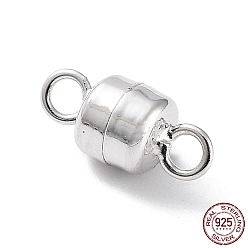 Platinum Rhodium Plated 925 Sterling Silver Magnetic Clasps, Column, Platinum, 10.5x5x5mm, Hole: 1.8mm
