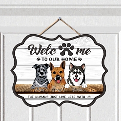 WhiteSmoke Wooden Welcome Hanging Sign Door Wall Decorations, for Home Decorations, with Jute Cord, Rectangle with Pet Pattern, WhiteSmoke, 300x300x5mm