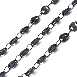 Electrophoresis Black 304 cadenas de eslabones de granos de café de acero inoxidable, soldada, con carrete, electroforesis negro, 4x6.5x1.5 mm, aproximadamente 32.81 pies (10 m) / rollo