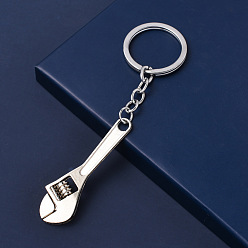 Platine Porte-clés pendentif en alliage, Avec des anneaux clés, clé à molette, platine, 12x2 cm