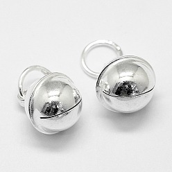 Silver 925 Sterling Silver Bell Charms, with Brass, Silver, 10x8.5mm, Hole: 4.5mm