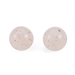 Rose Brumeux Perles acryliques opaques style pierre marbrée, ronde, rose brumeuse, 11~11.5mm, Trou: 2mm