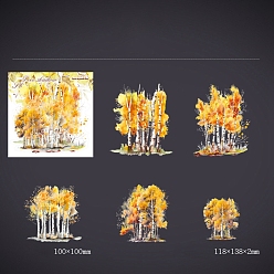 Gold 10Pcs 5 Styles 3D PET Adhesive Waterproof Stickers Set, Tree, for DIY Photo Album Diary Scrapbook Decorative, Gold, 100x100mm, 2pcs/style
