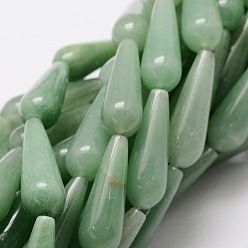 Aventurine Verte Brins de perles de larme d'aventurine verte naturelle, 30x10mm, Trou: 1.5mm, Environ 13 pcs/chapelet, 15.7 pouce