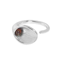 Plata 925 anillo abierto de plata esterlina, anillos ajustables de zirconia cúbica de flor simple para mujer, plata, 12.5 mm, diámetro interior: tamaño de EE. UU. 6 (16.5 mm)