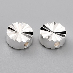 925 Sterling Silver Plated Brass Beads, Long-Lasting Plated, Flat Round, 925 Sterling Silver Plated, 6x3mm, Hole: 1.2mm