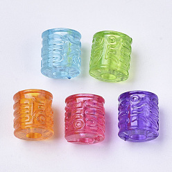 Mixed Color Transparent Acrylic Beads, Dyed, Column, Mixed Color, 9.5x9mm, Hole: 3mm, about 930pcs/500g