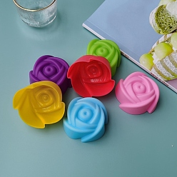 Mixed Color Rose DIY Food Grade Silicone Molds, Fondant Molds, for Chocolate, Candy, UV Resin & Epoxy Resin Craft Making, Mixed Color, 52x49x27mm
