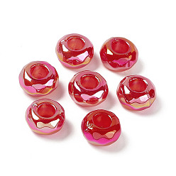 Red Opaque Acrylic Beads, AB Color, Faceted, Rondelle, Red, 13x7.2mm, Hole: 5.8mm
