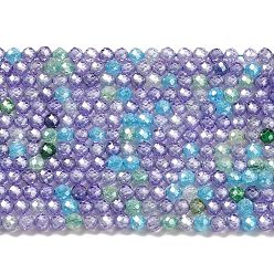 Couleur Mélangete Brins de perles de zircon cubique, facettes rondelle, couleur mixte, 3mm, Trou: 0.6mm, Environ 131 pcs/chapelet, 15.16 pouce (38.5 cm)