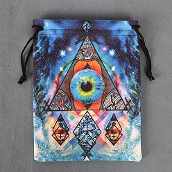 Eye Velvet Jewelry Storage Drawstring Pouches, Rectangle Jewelry Bags, for Witchcraft Articles Storage, Eye, 18x14cm
