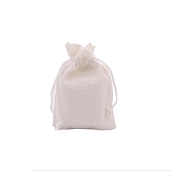 Beige Sacs de rangement rectangulaires en toile de jute, pochettes à cordon sac d'emballage, beige, 12x9 cm