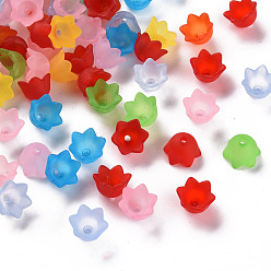 Mixed Color Transparent Acrylic Beads Caps, Tulip Flower, Lily of the Valley, Frosted, Mixed Color, 10x6mm, Hole: 1.5mm, about 2100pcs/500g