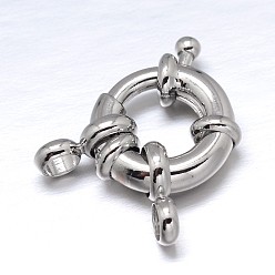 Platino Cierres de anillo de resorte de latón, Platino, 14.5x6 mm, ganchos de tubo: 9.5x5.5x1.5mm, agujero: 2.5 mm