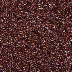 (186) Inside Color Luster Crystal/Terra Cotta Lined Cuentas de semillas redondas toho, granos de la semilla japonés, (186) color interior de cristal lustre / revestimiento de terracota, 8/0, 3 mm, agujero: 1 mm, Sobre 1110 unidades / 50 g