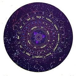 Purple Round Eco-friendly Rubber Pendulum Altar Mats, Starry Sky Rubber Pad for Divination, 12 Constellations Tablecloth, Tarot Card Cloth, Purple, 220x3mm