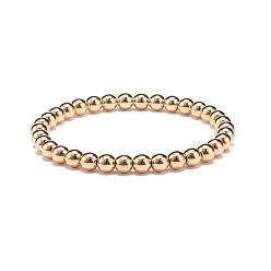 Light Gold Synthetic Hematite Round Beaded Stretch Bracelet, Gemstone Jewelry for Women, Light Gold, Inner Diameter: 2-1/4 inch(5.8cm), Beads: 6mm