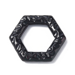 Electrophoresis Black 304 Stainless Steel Linking Rings, Textured, Hexagon, Electrophoresis Black, 20x22.5x3.5mm, Inner Diameter: 12x13.5mm
