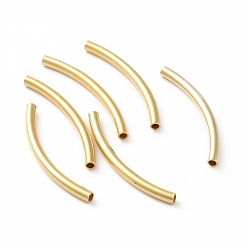 Real 18K Gold Plated 925 Sterling Silver Tube Beads, Curved Tube, Real 18K Gold Plated, 25x2mm, Hole: 1.4mm, about 33pcs/10g