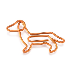 Orange Dachshund Shape Iron Paperclips, Cute Paper Clips, Funny Bookmark Marking Clips, Orange, 22x37.5x1mm
