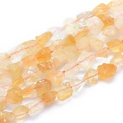Citrine Raw Rough Natural Citrine Beads Strands, Nuggets, 6~12x6~10x5~8mm, Hole: 0.7mm, about 48pcs/strand, 15.75 inch(40cm)