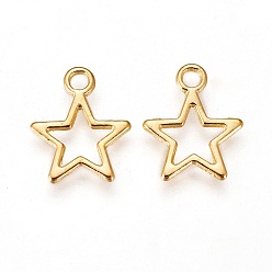 Golden Tibetan Style Alloy Charms, Star, Golden, Lead Free & Cadmium Free & Nickel Free, 14.5x12x1mm, Hole:2mm
