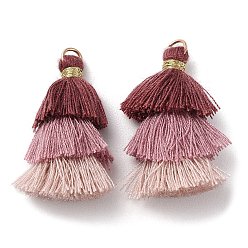 Sandy Brown Polycotton Tassel Pendant Decorations, with Iron Loops, Sandy Brown, 34~45x4~5mm, Hole: 3mm