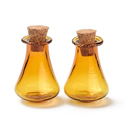 Gold Glass Cork Bottles, Glass Empty Wishing Bottles, DIY Vials for Home Decorations, Gold, 17x27mm