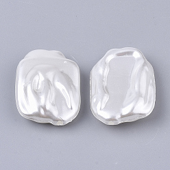 Creamy White ABS Plastic Imitation Pearl Beads, Rectangle, Creamy White, 25x18x6.5mm, Hole: 1.4mm, about 300pcs/500g