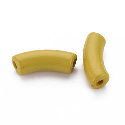 Dark Goldenrod Opaque Acrylic Beads, Curved Tube, Dark Goldenrod, 36x13.5x11.5mm, Hole: 4mm, about 148pcs/500g