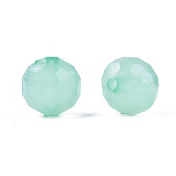 Medium Aquamarine Imitation Jelly Acrylic Beads, Faceted, Round, Medium Aquamarine, 10x9.5mm, Hole: 1.8mm, about 890pcs/500g