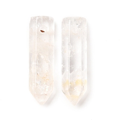 Cristal de Quartz Pendentifs à facettes en cristal quartz naturel, pendentifs en cristal de roche, facette, balle, 30~33x8~9mm, Trou: 1.4~1.6mm