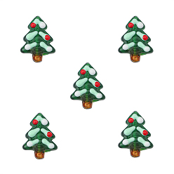Рождественская елка Бусины лэмпворк ручной работы на новогоднюю тематику, рождественская елка, 26x20x8.5 мм