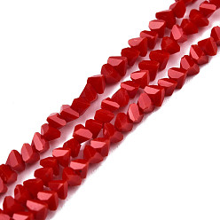 Dark Red Opaque Solid Color Glass Beads Strands, Faceted Triangle, Dark Red, 3x2x2mm, Hole: 0.8mm, about 150~152pcs/strand, 10.43 inch~11.42 inch(26.5~29cm)
