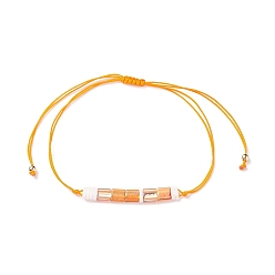 Orange Bracelet à maillons en graines de verre, code morse message secret cadeau chanceux pour les femmes, orange, lien: 33.5x4.5x2 mm, diamètre intérieur: 3-3/4 pouce (9.4 cm)