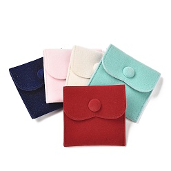 (52) Непрозрачная лаванда Бархатные мешочки для хранения украшений, квадратные сумки для украшений с застежкой-кнопкой, для сережек, хранение колец, разноцветные, 6.75~6.8x7 см